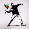 banksy throwing Oil paintings > Flowers