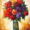 red flower orange background portrait