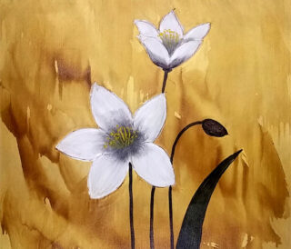 white flower on gold